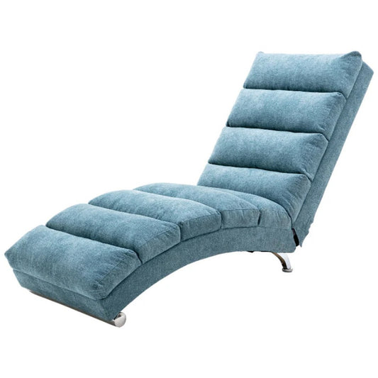 Ergonomic Linen Massage Chaise Lounge with Remote Control, 5 Modes, Blue, 21.65 x 58.27 x 34.25 inches-海智集-Default-