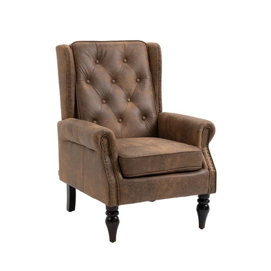 Modern Coffee Wood Frame Armchair with Sturdy Wood Legs and Microsuede Upholstery for Living Room-海智集-Default-