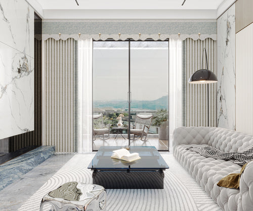 Blue and white divine Charm curtains: Fine woven structure, crisp and not easy to wrinkle, making the hanging effect more upscale-海智集-