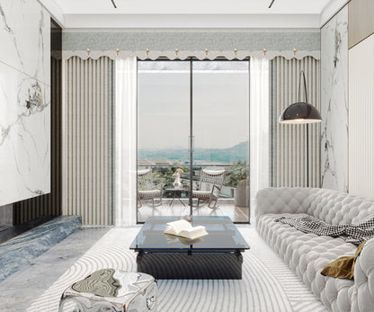 Blue and white divine Charm curtains: Fine woven structure, crisp and not easy to wrinkle, making the hanging effect more upscale-海智集-