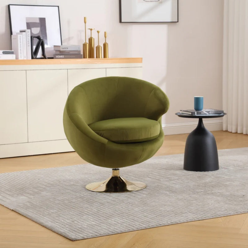 360 Degree Swivel Cuddle Barrel Accent Chairs, Round Armchairs with Wide Upholstered, Fluffy Fabric Chair for Living Room, Bedroom, Office, Waiting Rooms-海智集-Default-