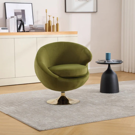 360 Degree Swivel Cuddle Barrel Accent Chairs, Round Armchairs with Wide Upholstered, Fluffy Fabric Chair for Living Room, Bedroom, Office, Waiting Rooms-海智集-Default-