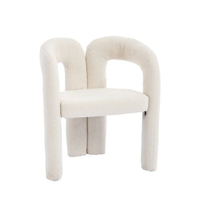 COOLMORE Contemporary Designed Velvet Fabric Upholstered Accent/Dining Chair Beige Teddy Armchair Set of 2-海智集-Default-