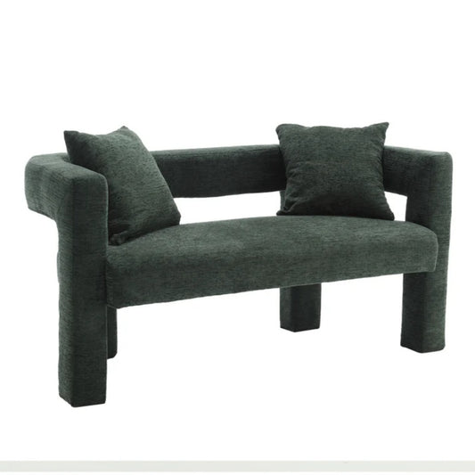 Modern Chenille Loveseat Sofa, Comfy Upholstered 2-Seater, Emerald, Small Accent Couch for Living Room or Bedroom-海智集-Default-