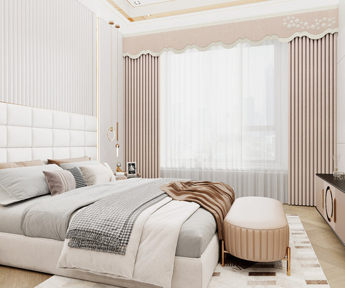 Pink lotus curtain: Delicate patterns are directly woven into the fabric, presenting a lasting and elegant three-dimensional texture-海智集-