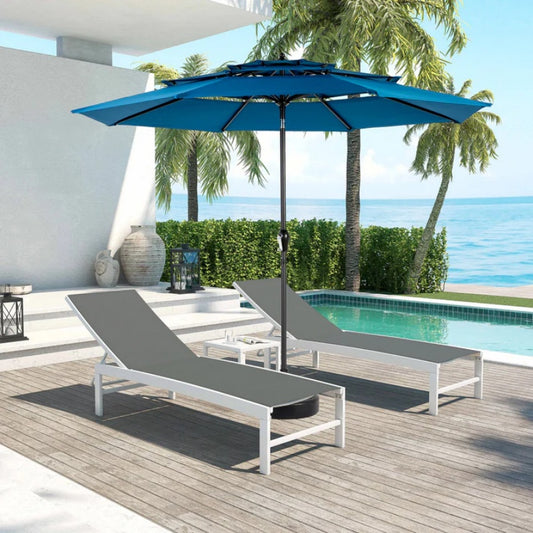 Aluminium 10ft 3 Tier Auto-tilt Umbrella ,Outdoor Patio Umbrella - Market Table Pool Deck Umbrella (Base Not Included) - ( Dark blue )-海智集-Default-