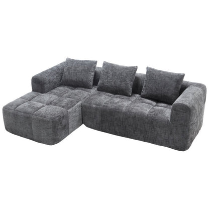 UNITED WE WIN 98.42-inch modular sectional sofa, modern modular L-shaped sofa with chaise longue, equipped with small side pockets and free of compression during installation.-海智集-Default-
