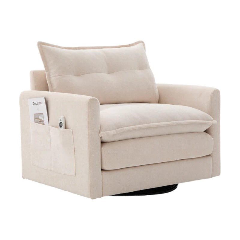 UNITED WE WIN Swivel Barrel Chair - Mid Century Modern Chair, Thick Padded Arm Chair with Solid Metal Base, Comfortable Single Sofa Chair, Swivel Accent Chair for Living Room Bedroom-海智集-Default-