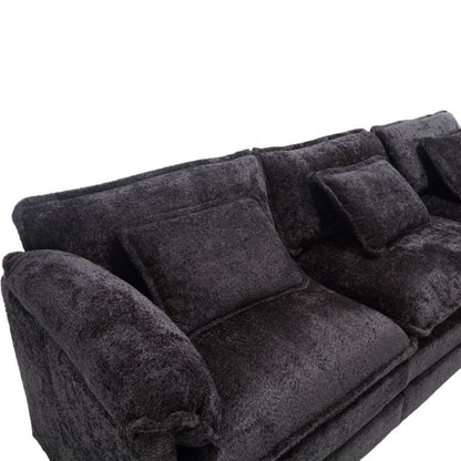 Modern Large L-Shape Sectional Chenille fabric, movable pedals, detachable armrests, oversized three-seat Sofa-海智集-Default-
