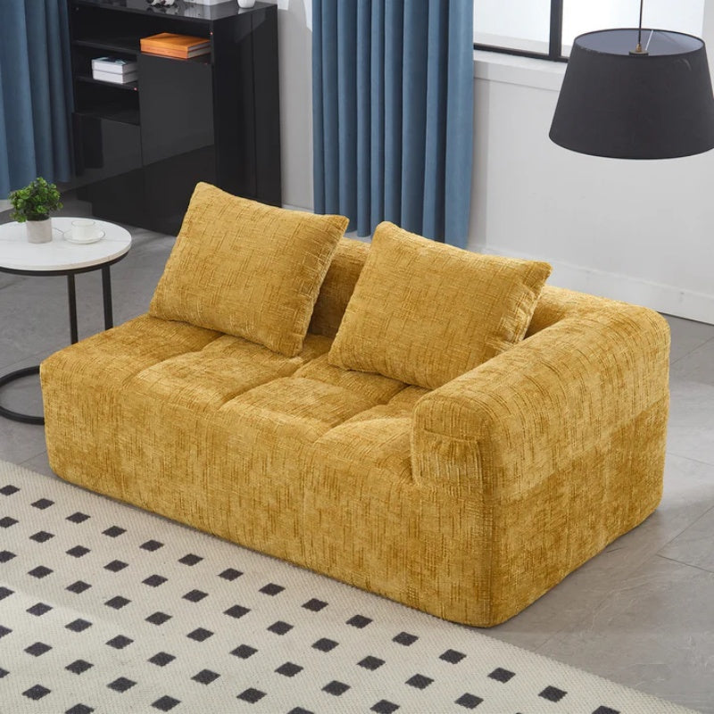 UNITED WE WIN Chenille Loveseat Sofa,Minimalist Modular Couches Sleeper for Living Room Bedroom Apartment Lounge-海智集-Default-