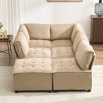 UNITED WE WIN Modular Sectional Sofa U Shaped Modular Couch with Reversible Chaise Modular Sofa Sectional Couch,6- Seat Convertible Sofa,Fit for Living Room-海智集-Default-