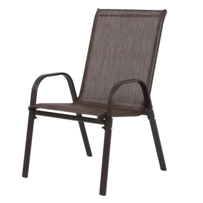 4 Piece Patio Chairs, Outdoor Camping Chairs with Breathable Textilene Fabric, Set of 2 Garden Chairs with Armrest High Backrest for Garden Patio Pool Beach Yard Space Saving ( Brown)-海智集-Default-