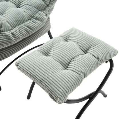 Lazy Chair with Ottoman, Modern Lounge Accent Chair with Armrests and a Side Pocket, Leisure Upholstered Sofa Chair Reading Chair with Footrest for Small Space, Corner Chair-Light green-海智集-Default-
