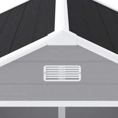 8*7ft Outdoor Storage Shed, Outdoor Resin Shed with Two-Window and Double-Door, Plastic Shed with Floor for Garden, Patio, Yard, Lawn (Dark Gray)-海智集-Default-