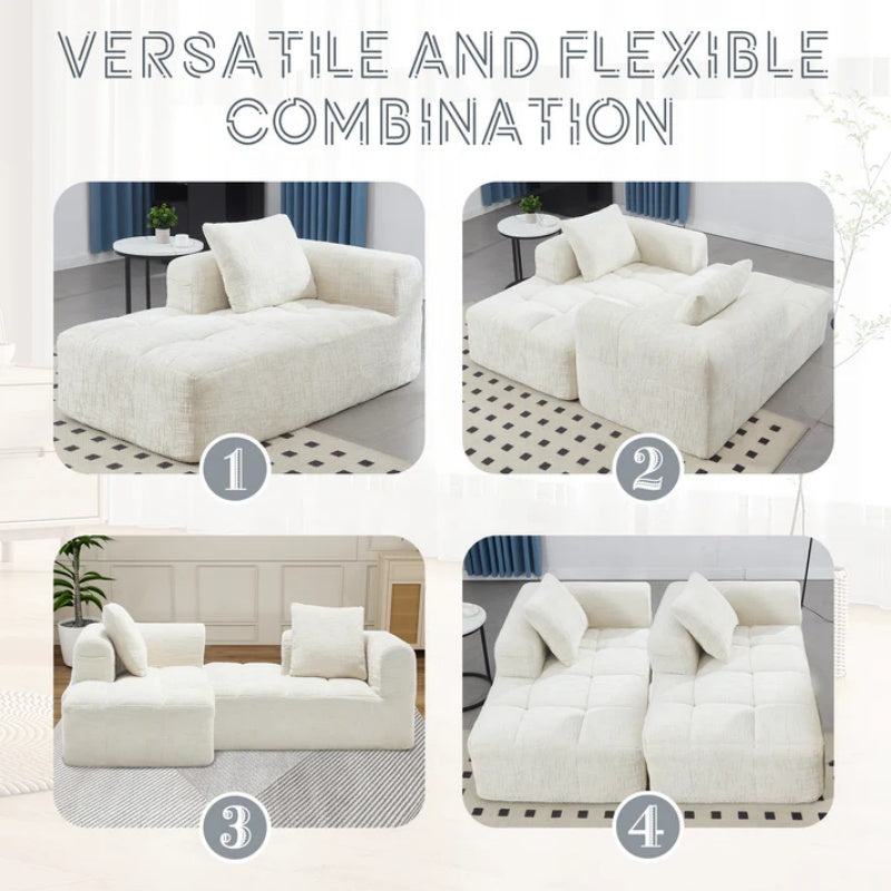 UNITED WE WIN Chenille Loveseat Sofa,Minimalist Modular Couches Sleeper for Living Room Bedroom Apartment Lounge-海智集-Default-