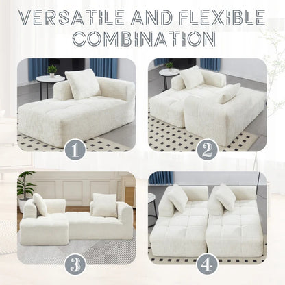 UNITED WE WIN Chenille Loveseat Sofa,Minimalist Modular Couches Sleeper for Living Room Bedroom Apartment Lounge-海智集-Default-