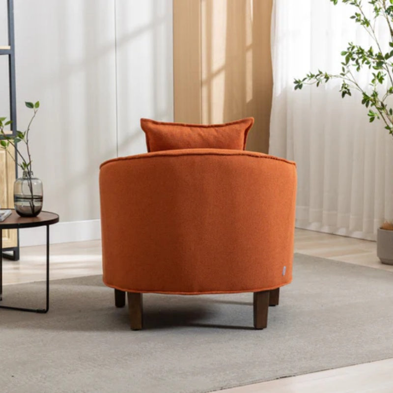 COOLMORE Accent Chair with Ottoman, Mid Century Modern Barrel Chair Upholstered Club Tub Round Arms Chair for Living Room-海智集-Default-
