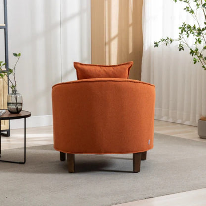 COOLMORE Accent Chair with Ottoman, Mid Century Modern Barrel Chair Upholstered Club Tub Round Arms Chair for Living Room-海智集-Default-