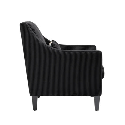 COOLMORE Modern Accent Chair,Upholstered Armchair with Scooped Arms for Bedroom,Apartment,Studio,Office,Waiting Room(Black Corduroy)-海智集-Default-
