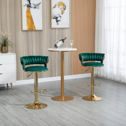 COOLMORE Swivel Bar Stools Set of 2 Adjustable Counter Height Chairs with Footrest for Kitchen, Dining Room 2PC/SET-海智集-Default-