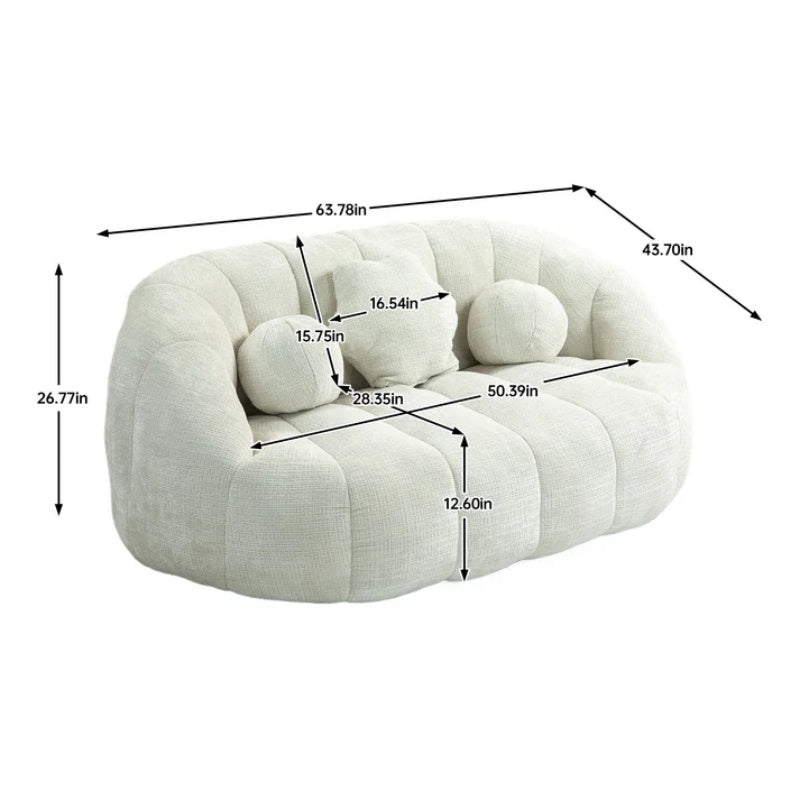 High Back Bean Bag Sofa Couch for Adults and Kids, Comfortable White Chenille Lounger, Indoor & Outdoor Use-海智集-Default-