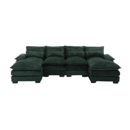 UNITED WE WIN Modern Large chenille Fabric U-Shape Sectional Sofa-海智集-Default-