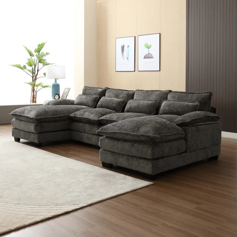 UNITED WE WIN Modern Large chenille Fabric U-Shape Sectional Sofa-海智集-Default-