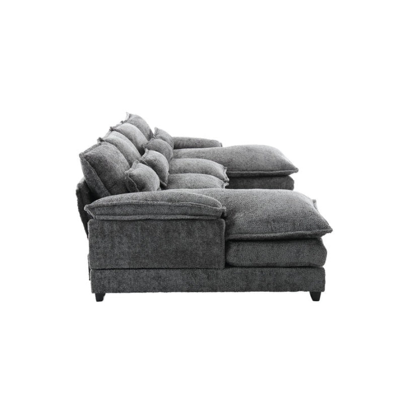 UNITED WE WIN Modern Large chenille Fabric U-Shape Sectional Sofa-海智集-Default-