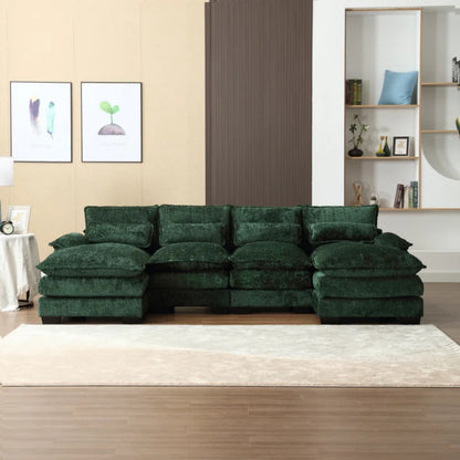 UNITED WE WIN Modern Large chenille Fabric U-Shape Sectional Sofa-海智集-Default-