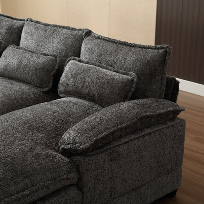 UNITED WE WIN Modern Large chenille Fabric U-Shape Sectional Sofa-海智集-Default-