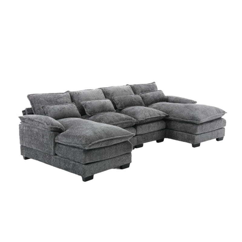 UNITED WE WIN Modern Large chenille Fabric U-Shape Sectional Sofa-海智集-Default-