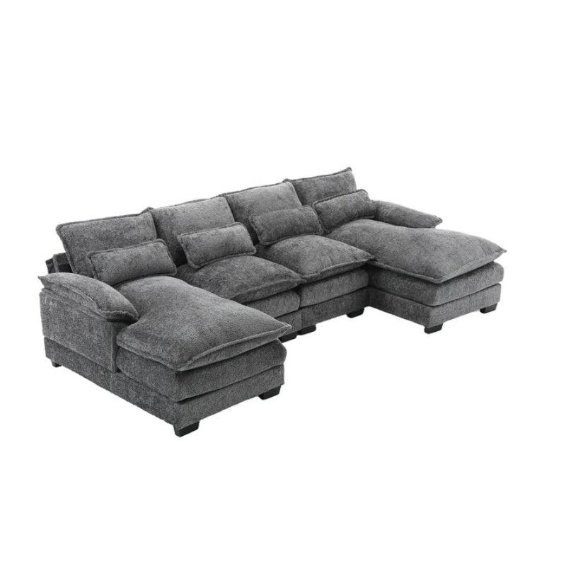 UNITED WE WIN Modern Large chenille Fabric U-Shape Sectional Sofa-海智集-Default-