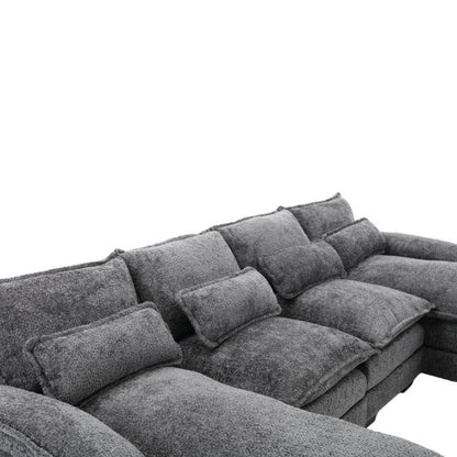 UNITED WE WIN Modern Large chenille Fabric U-Shape Sectional Sofa-海智集-Default-