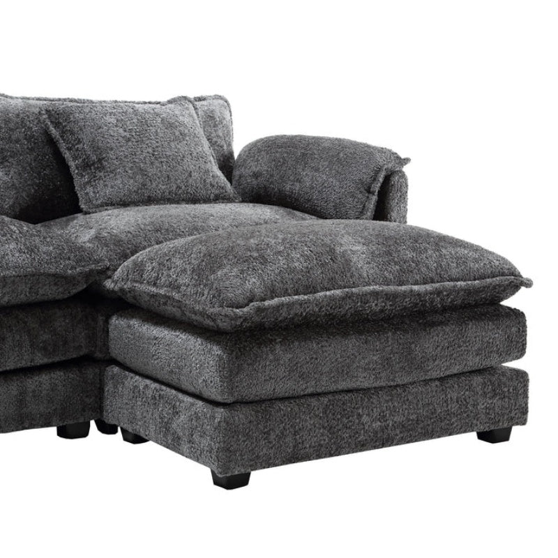 Modern Large boucle Fabric L-Shape Sectional Chenille fabric, movable pedals, detachable armrests, oversized three-seat Sofa-海智集-Default-