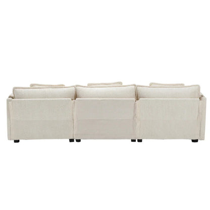 Modern Large boucle Fabric L-Shape Sectional Chenille fabric, movable pedals, detachable armrests, oversized three-seat Sofa-海智集-Default-
