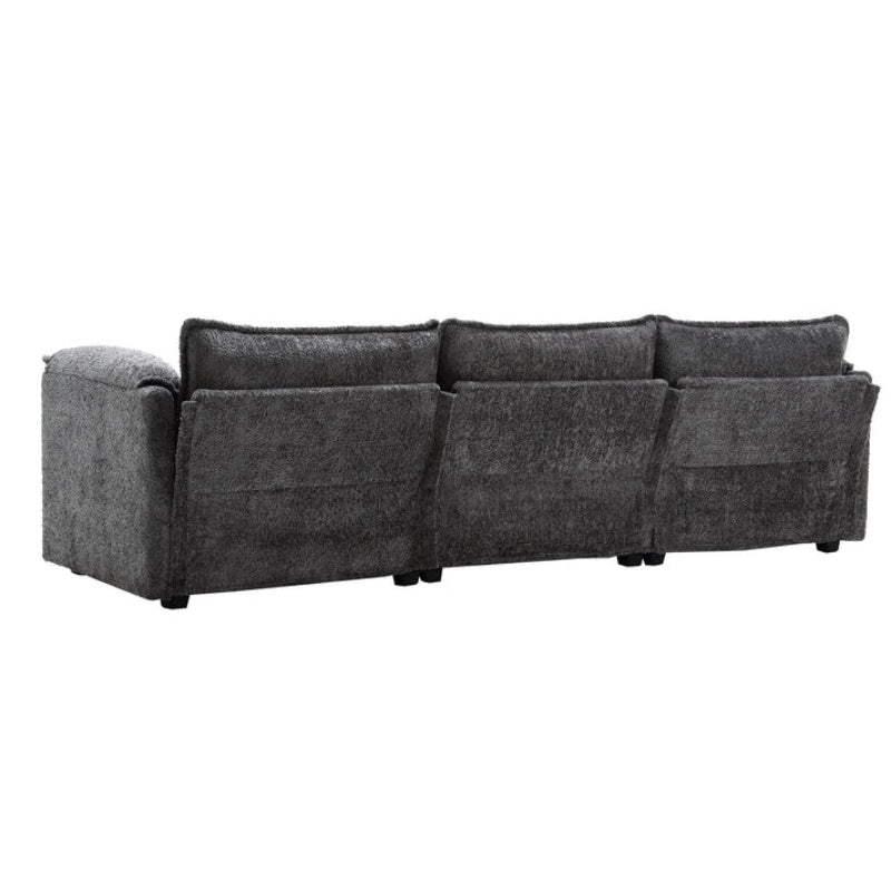 Modern Large boucle Fabric L-Shape Sectional Chenille fabric, movable pedals, detachable armrests, oversized three-seat Sofa-海智集-Default-