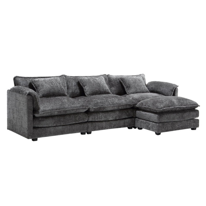 Modern Large boucle Fabric L-Shape Sectional Chenille fabric, movable pedals, detachable armrests, oversized three-seat Sofa-海智集-Default-