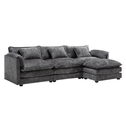 Modern Large boucle Fabric L-Shape Sectional Chenille fabric, movable pedals, detachable armrests, oversized three-seat Sofa-海智集-Default-