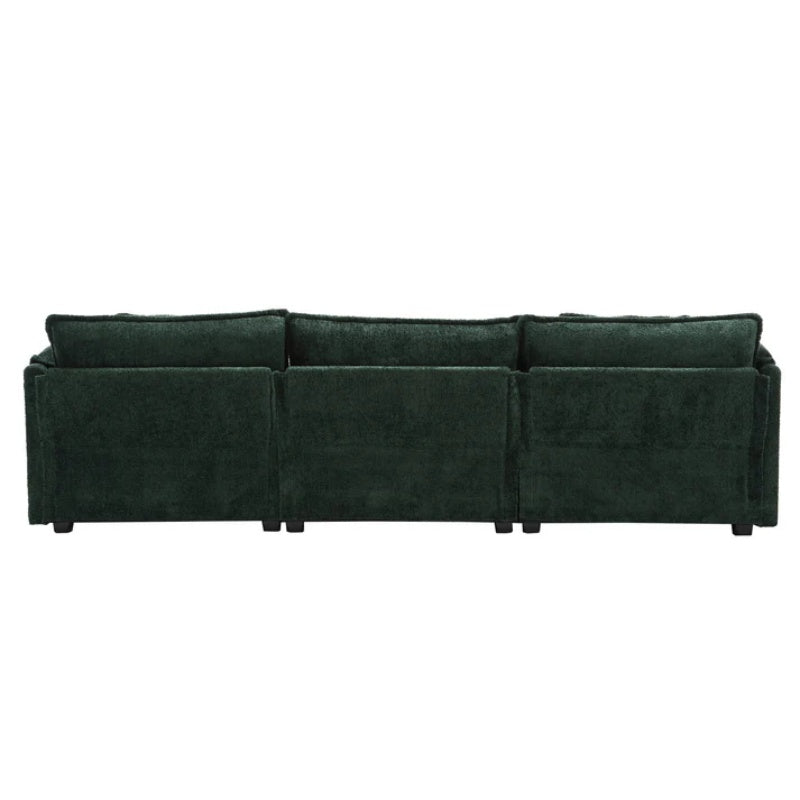 Modern Large L-Shape Sectional Chenille fabric, movable pedals, detachable armrests, oversized three-seat Sofa-海智集-Default-