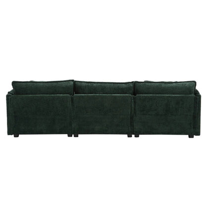 Modern Large L-Shape Sectional Chenille fabric, movable pedals, detachable armrests, oversized three-seat Sofa-海智集-Default-