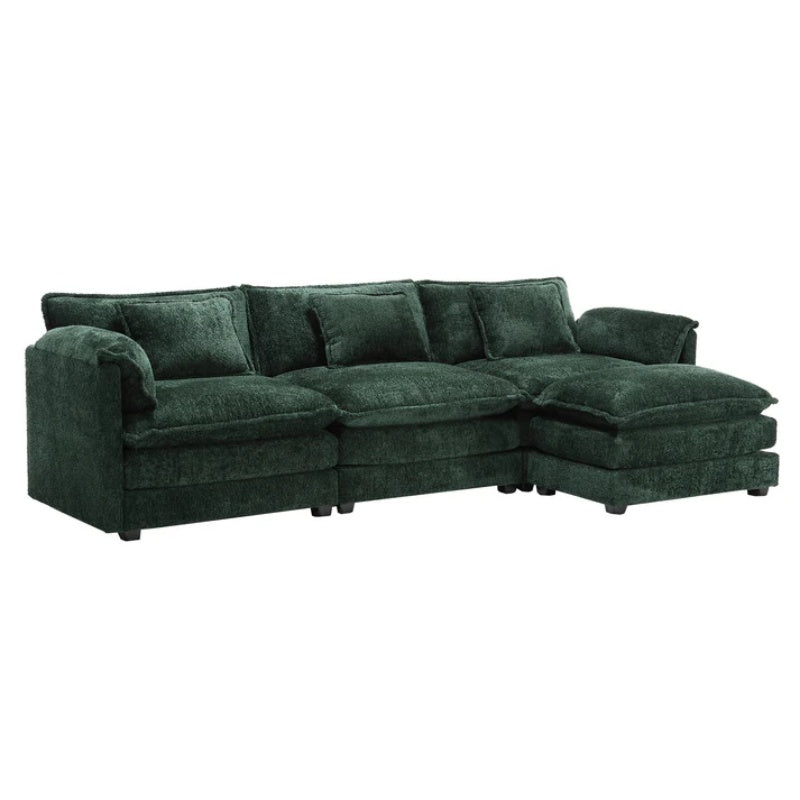 Modern Large L-Shape Sectional Chenille fabric, movable pedals, detachable armrests, oversized three-seat Sofa-海智集-Default-