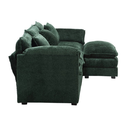 Modern Large L-Shape Sectional Chenille fabric, movable pedals, detachable armrests, oversized three-seat Sofa-海智集-Default-
