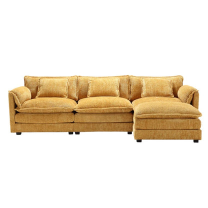 Modern Large L-Shape Sectional Chenille fabric, movable pedals, detachable armrests, oversized three-seat Sofa-海智集-Default-