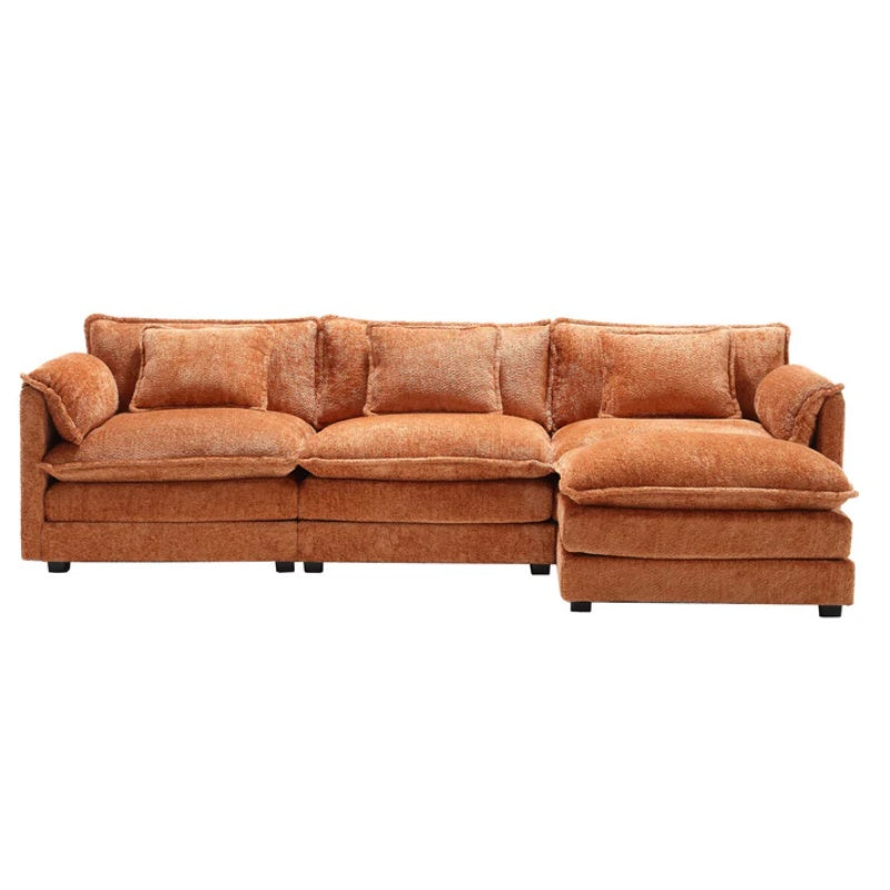 Modern Large L-Shape Sectional Chenille fabric, movable pedals, detachable armrests, oversized three-seat Sofa-海智集-Default-