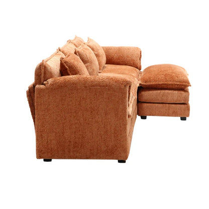 Modern Large L-Shape Sectional Chenille fabric, movable pedals, detachable armrests, oversized three-seat Sofa-海智集-Default-