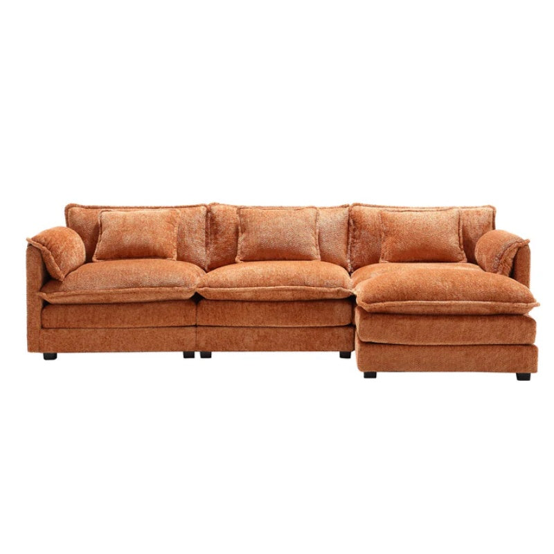 Modern Large L-Shape Sectional Chenille fabric, movable pedals, detachable armrests, oversized three-seat Sofa-海智集-Default-