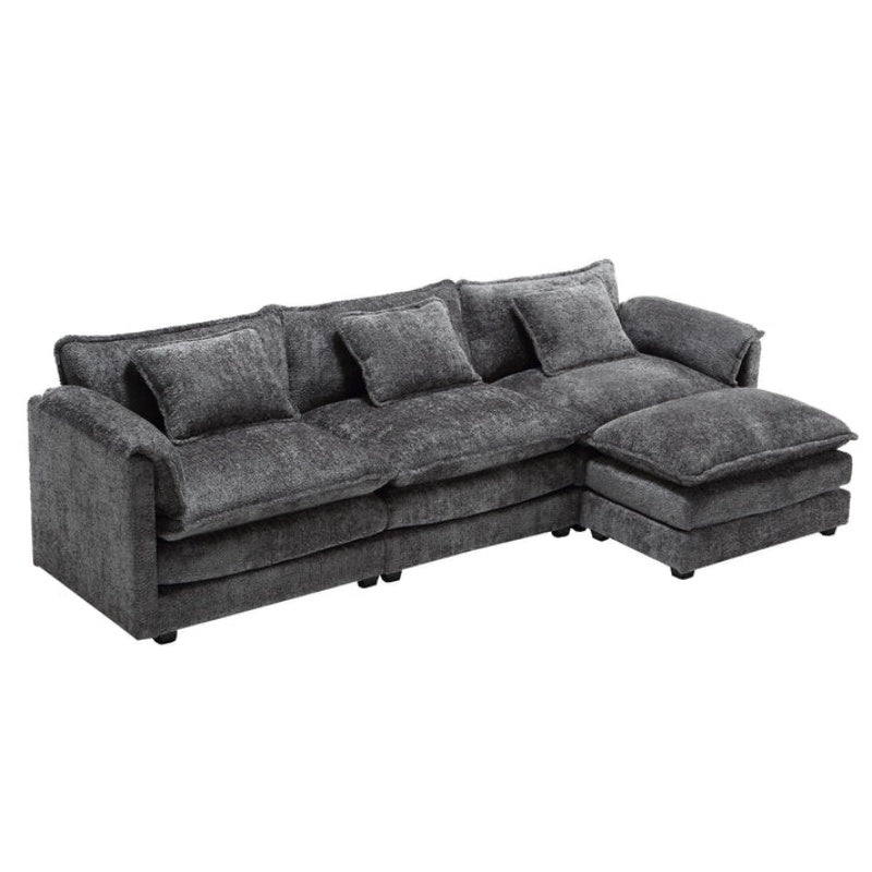 Modern Large boucle Fabric L-Shape Sectional Chenille fabric, movable pedals, detachable armrests, oversized three-seat Sofa-海智集-Default-