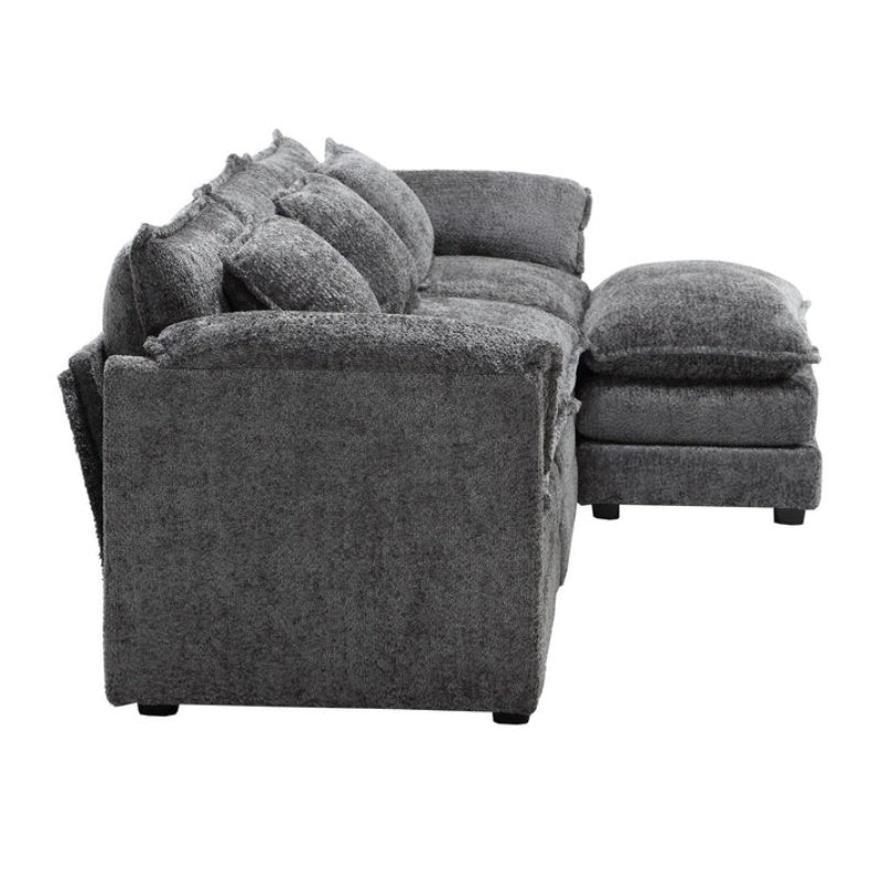 Modern Large boucle Fabric L-Shape Sectional Chenille fabric, movable pedals, detachable armrests, oversized three-seat Sofa-海智集-Default-