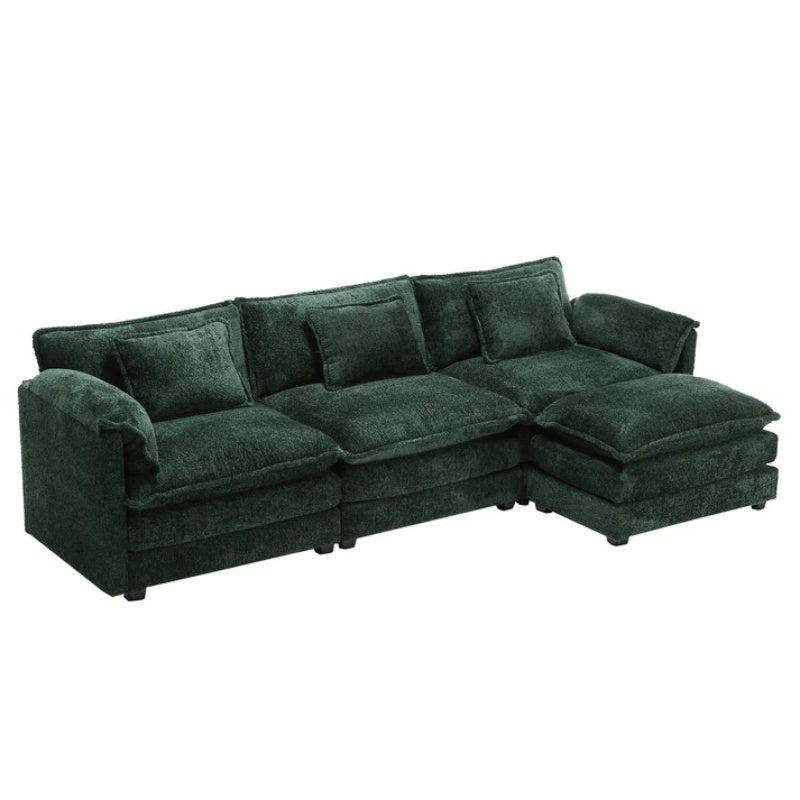Modern Large L-Shape Sectional Chenille fabric, movable pedals, detachable armrests, oversized three-seat Sofa-海智集-Default-
