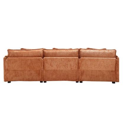 Modern Large L-Shape Sectional Chenille fabric, movable pedals, detachable armrests, oversized three-seat Sofa-海智集-Default-
